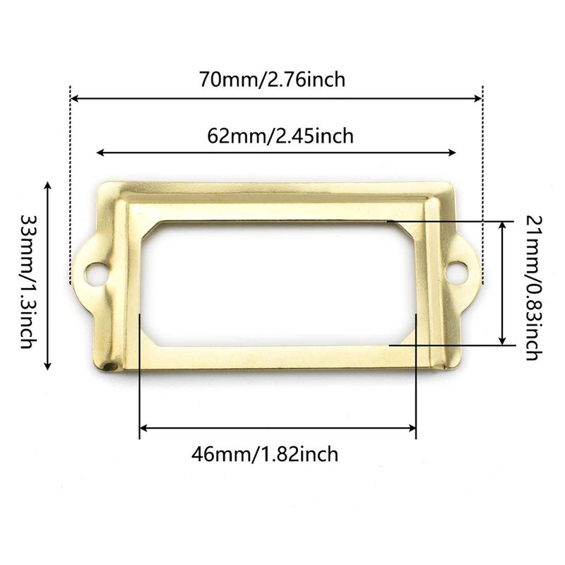 OZXNO Antique Metal Name Card Frame, OZXNO 10-Pack Vintage Golden Label Holder Tag Slots for Drawer File Cabinet Shelves (70 x 33 mm / 2.8 x 1.3 inch) - Image 3